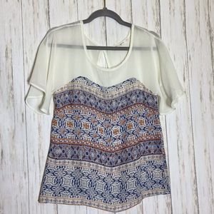 Anthropologie Ezra Sheer Keyhole Back Blouse